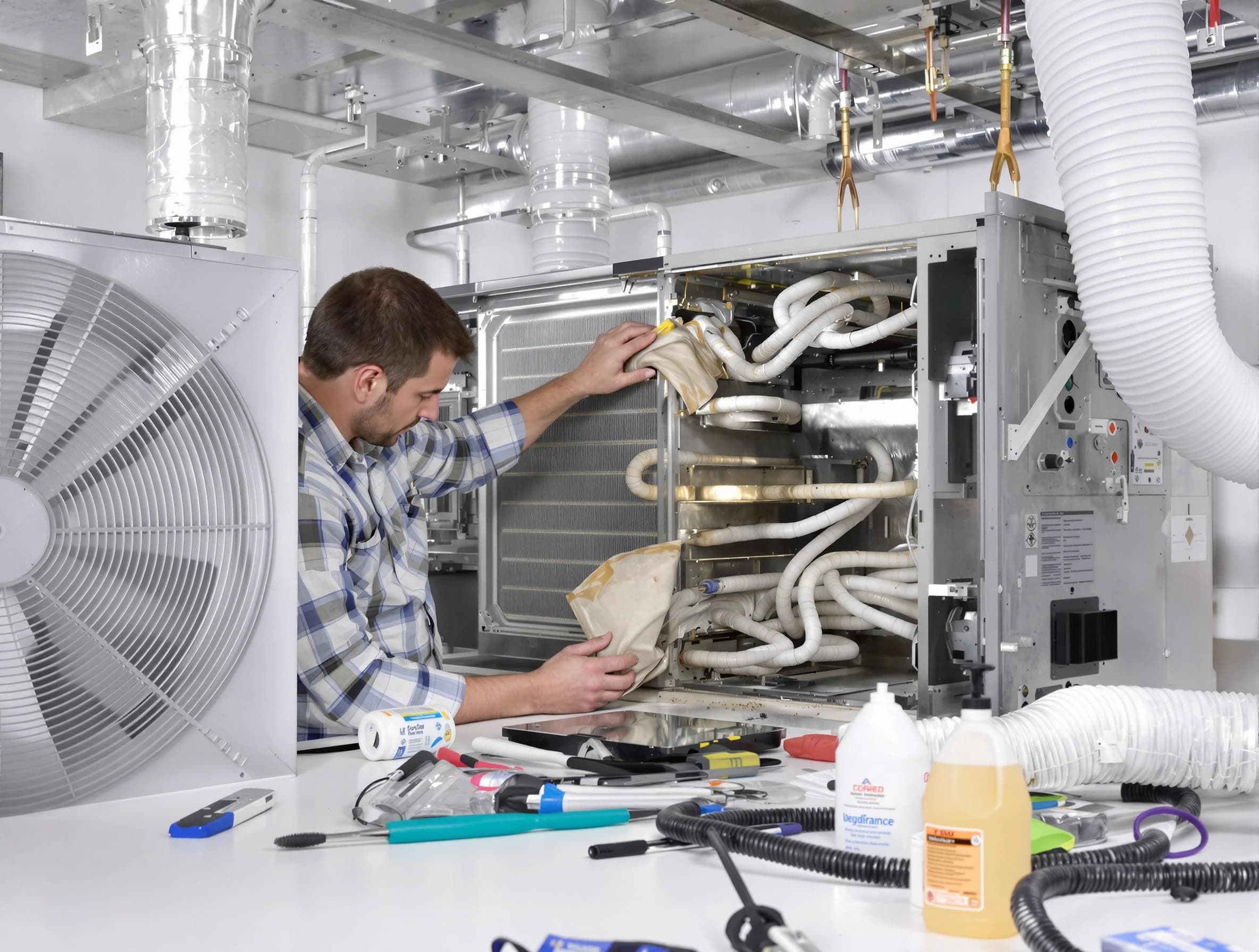 Lovejoy Air Duct Cleaning specialist performing precision AC coil cleaning in Lovejoy