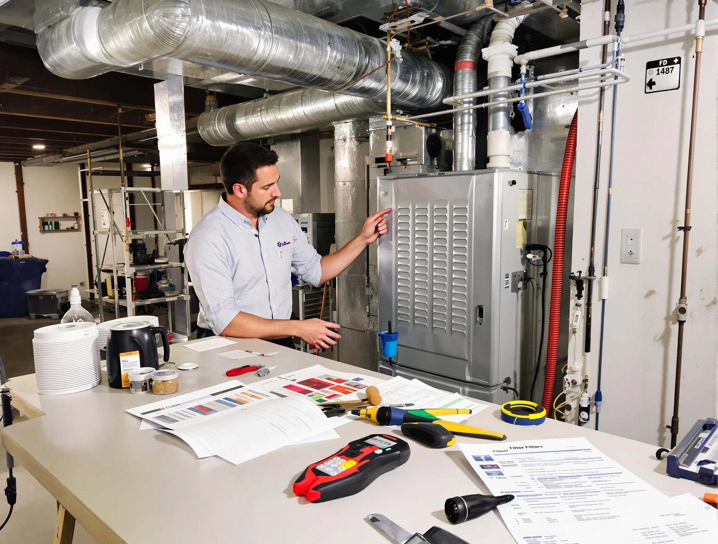Lovejoy Air Duct Cleaning inspector conducting detailed filter system evaluation using professional diagnostic tools in Lovejoy
