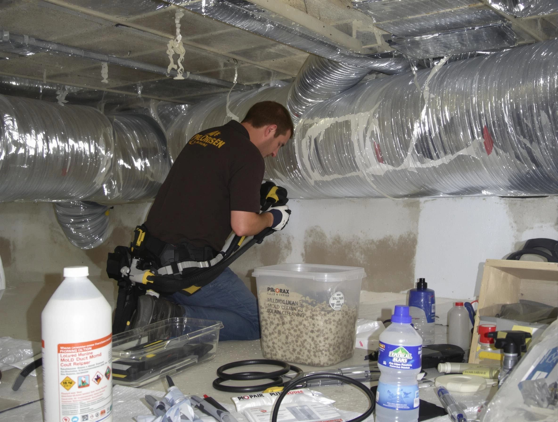 Lovejoy Air Duct Cleaning specialist performing professional mold removal from air ducts in Lovejoy
