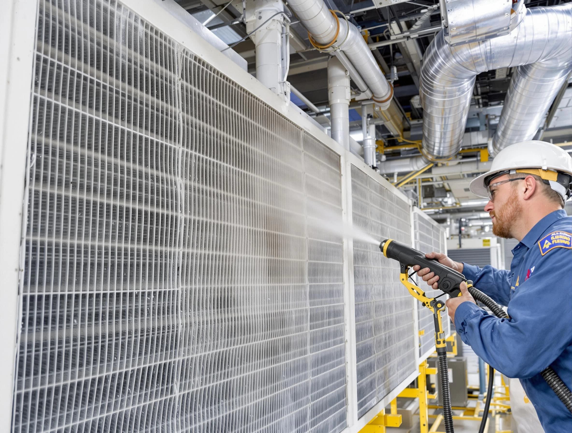 Professional commercial coil cleaning by Lovejoy Air Duct Cleaning in Lovejoy