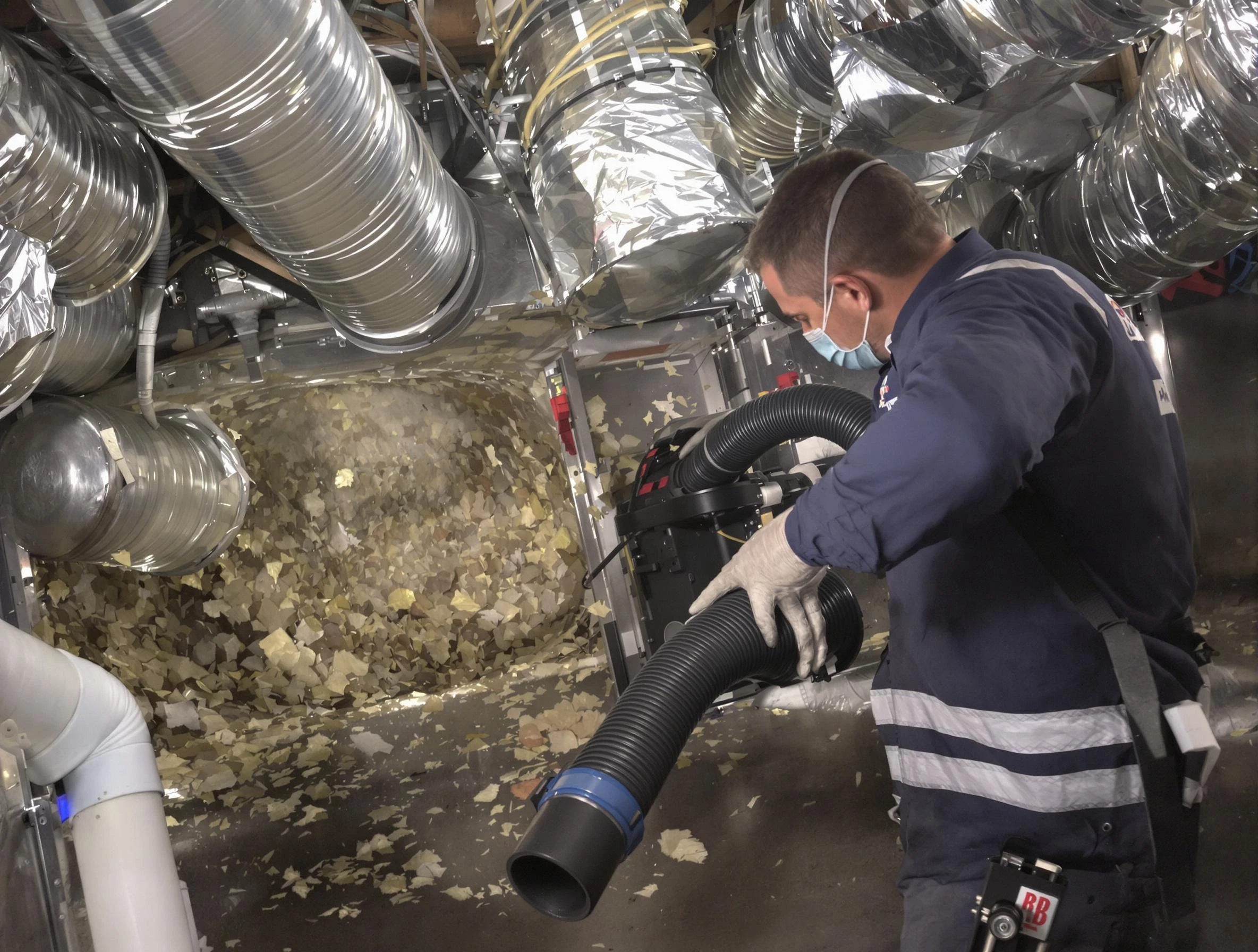 Lovejoy Air Duct Cleaning specialist operating negative pressure cleaning equipment for thorough duct maintenance in Lovejoy